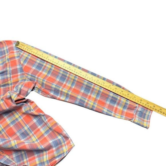 L.L. Bean Slightly Fitted Plaid Button Up Shirt Mens M Orange Blue Outdoors - Picture 8 of 8